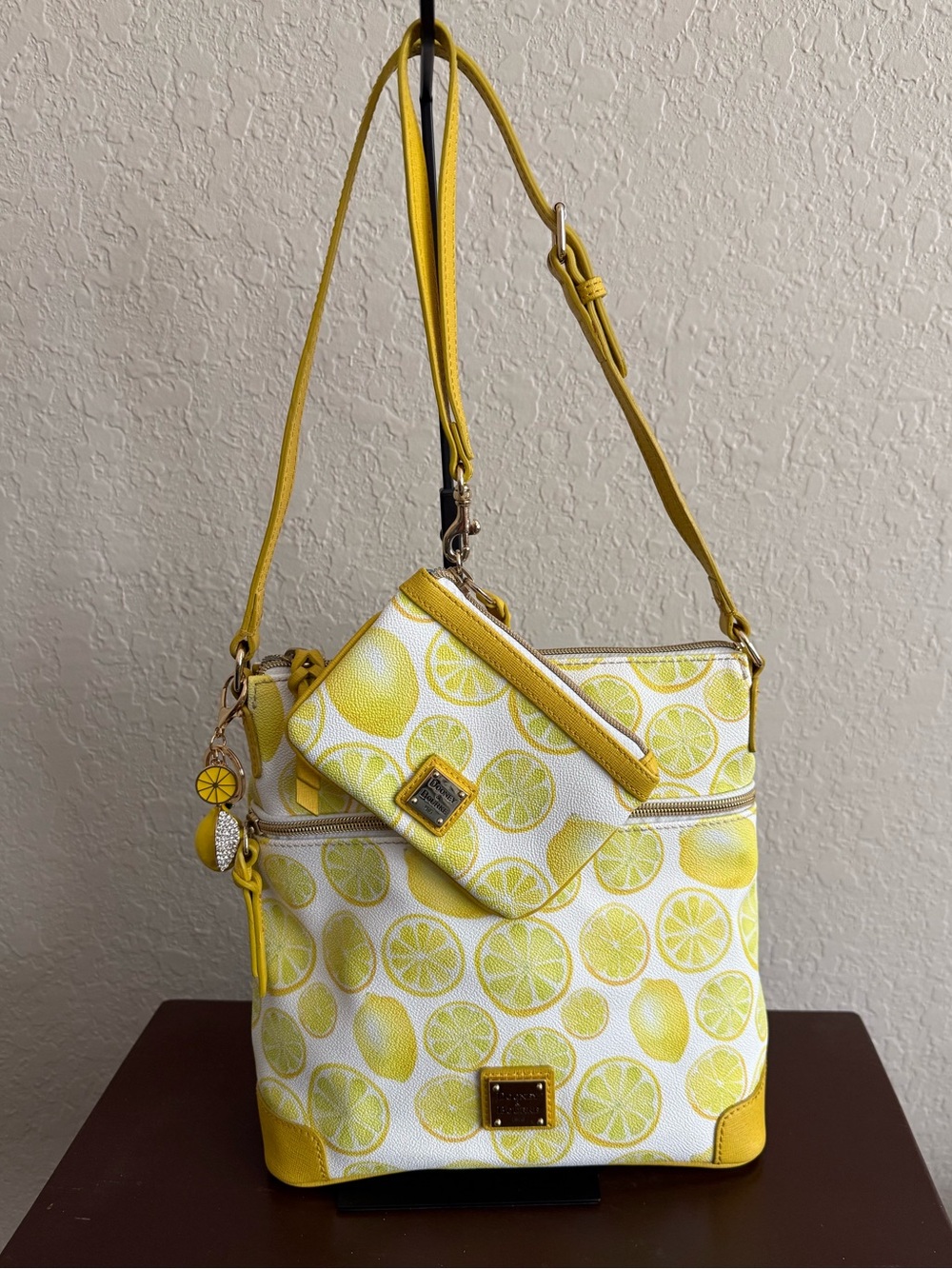 Dooney & Bourke Lemon Botanical Triple Zip Crossbody & Wristlet Set